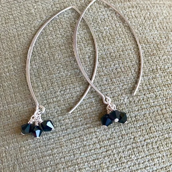 Silpada Slide Earrings with Black Obsidian  Accents W1311 - Picture 3 of 6